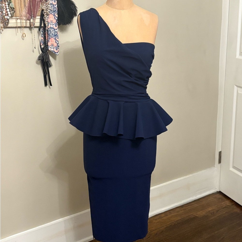 Chiara Boni Midnight Blue One-Shoulder Dress